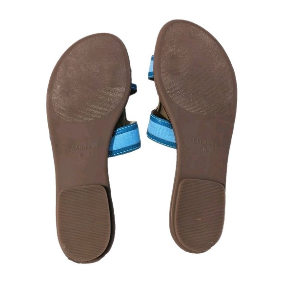 Talbots Women's Leather Hannah Slides Turquoise Blue Slip-On Flat Sandal 8 - Picture 7 of 9